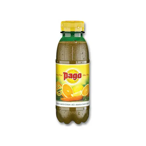 12 Bouteilles de jus de fruits - Orange, carotte, citron - 33 cl - PAGO