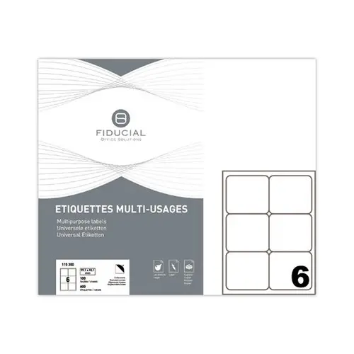 100 Planches d'étiquettes à coins ronds - 99,1 x 93,1 mm - Fiducial
