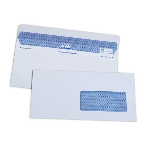 100 Enveloppes Secure blanches - 112x225 mm - Fenêtre 45X100 mm - 90g - GPV