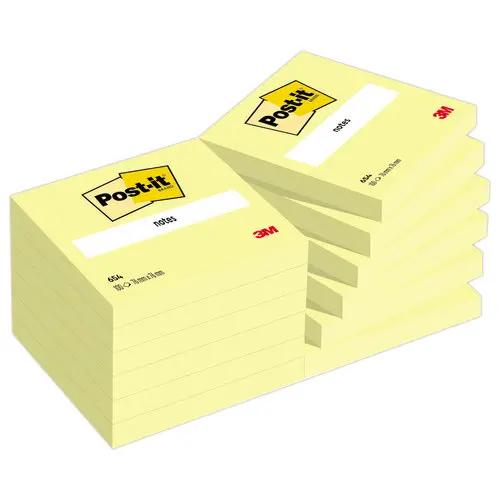 Notes repositionnables - 76 x 76 mm - Jaune pastel - POST-IT