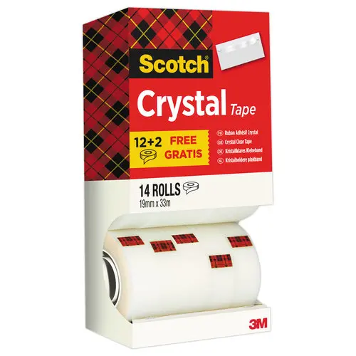 14 Rouleaux d'adhésifs transparents Crystal - 33m x 19 mm - SCOTCH