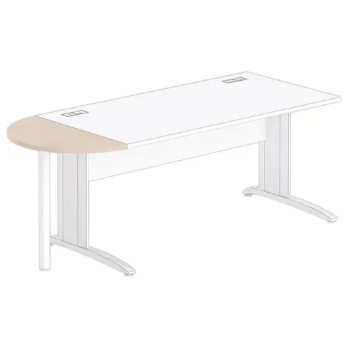 1/2 lune bureau rectangulaire acacia clair/blanc