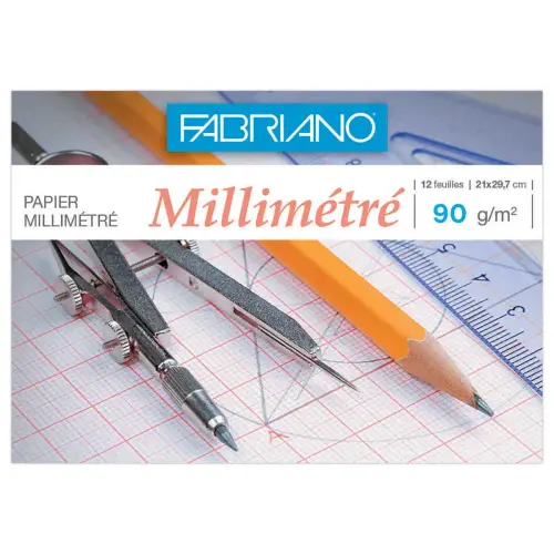 Pochette de papier millimétré 21x29,7 cm - 90gr - 12 feuilles - FABRIANO