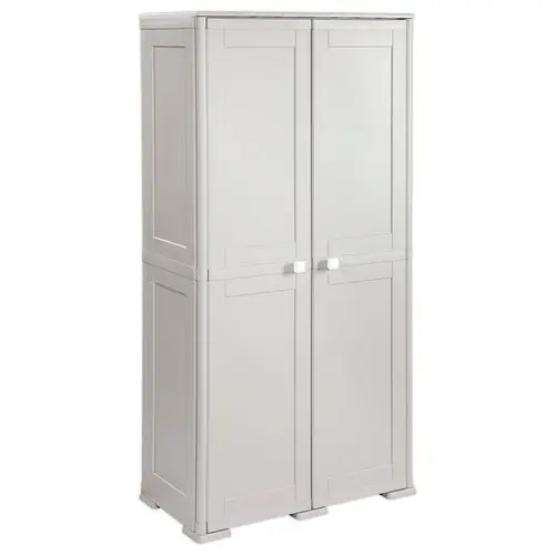 Armoire haute polypropylène 2 portes battantes 79x43x164 cm gris