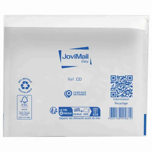 10 Pochettes matelassées Sealed Air - 180 x 160 mm - Blanc - JOVIMAIL