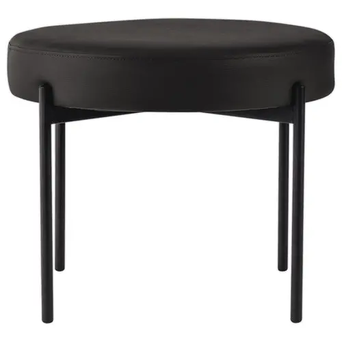 Pouf Rond GAIA D37 pieds noirs simili cuir monté