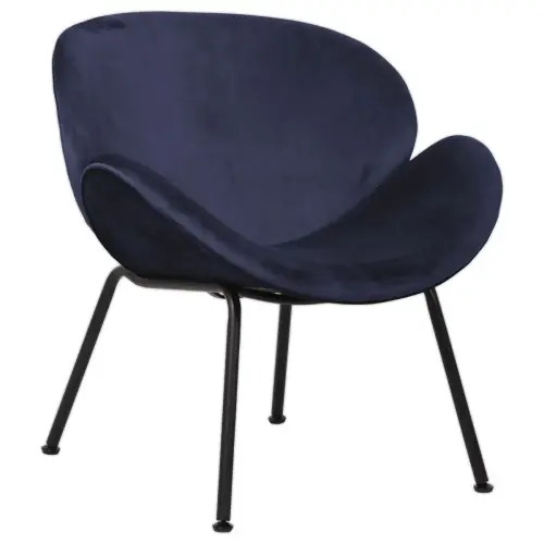 Fauteuil SMILE 4 pieds noir tissu bleumonté