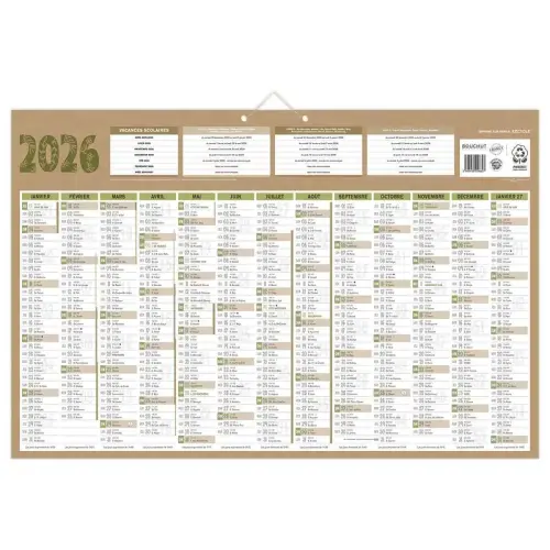 10 Calendrier banque Bouchut Natura 13 mois - 65x43 cm