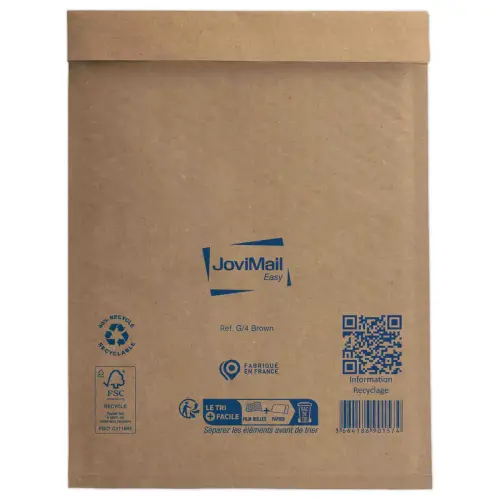 100 Pochettes matelassées - Kraft recyclé - 240 x 330 mm - JOVIMAIL