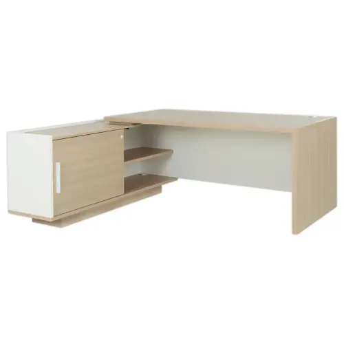 Bureau BARI Retour gauche 180 cm chênestructuré / blanc monté