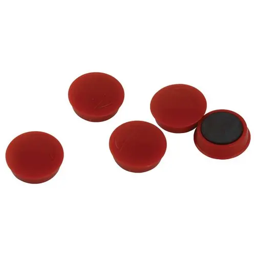 5 Aimants de bureau ronds 27 mm rouges