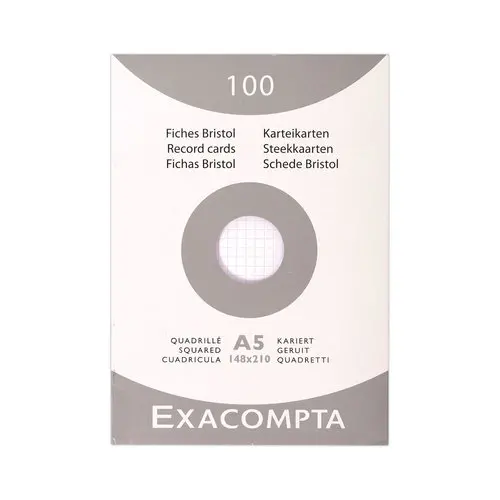 100 fiches bristol 5x5 blanches 14,8x21cm 210g en boîte distributrice - EXACOMPTA