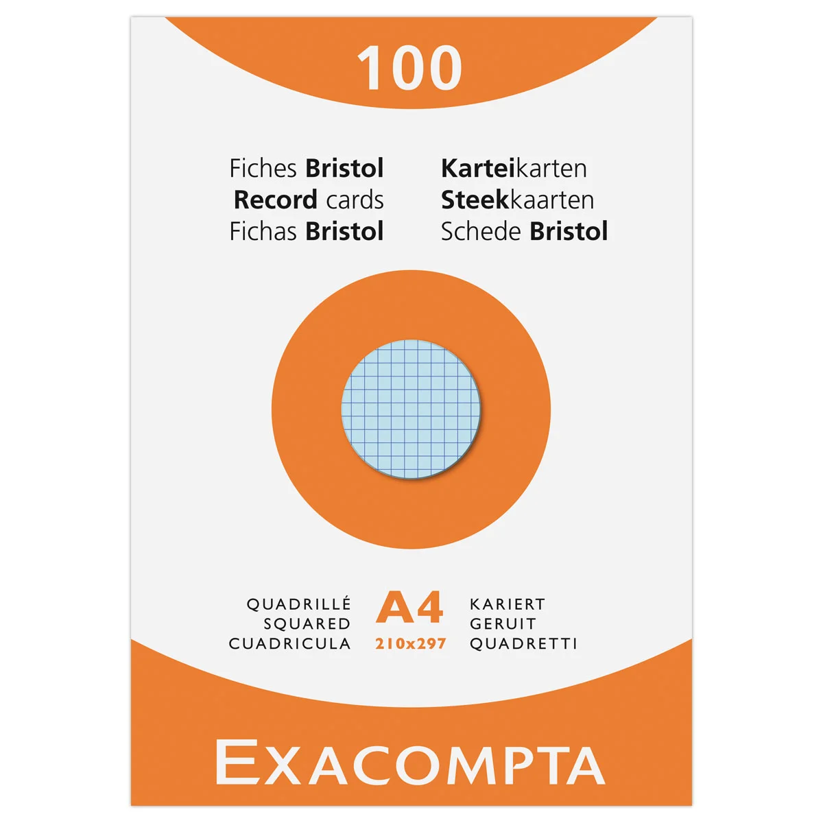 100 Fiches bristol A4 - Coloris assortis - EXACOMPTA