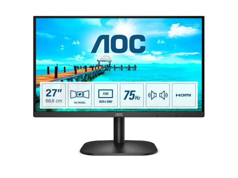 AOC 68,6 cm (27inch) – 19220 x 1080 pixels – Full HD – LED Noir 27B2AM