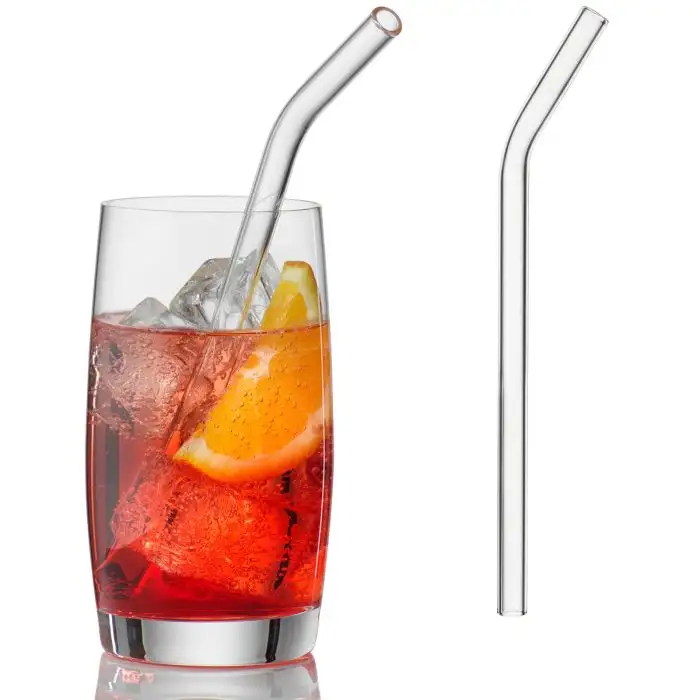 Simax 6 Herbruikbare Drinkrietjes in Borosilicaatglas met Borstel gebogen 20cm