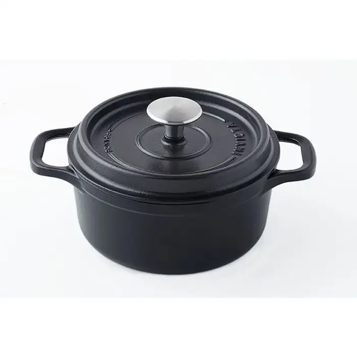 Invicta Ronde Stoofpan in Geëmailleerd Gietijzer Zwart 1,8l - 18cm