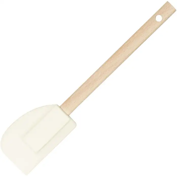 Kitchen Tools Ronde Siliconen Spatel met Houten Greep in Beuk 28cm