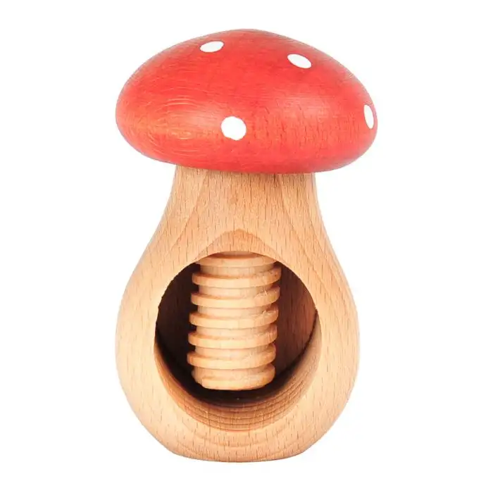 Kitchen Tools Houten Notenkraker in Beuk Paddenstoel rood 10x6cm