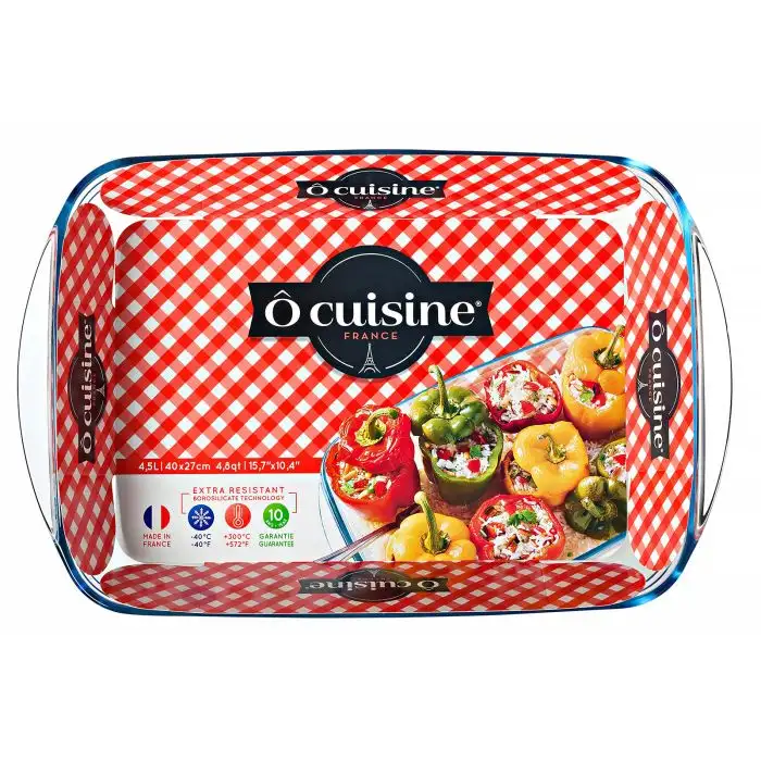 Ôcuisine Rechthoekige Ovenschaal in Borosilicaatglas 4,5l - 40x27cm