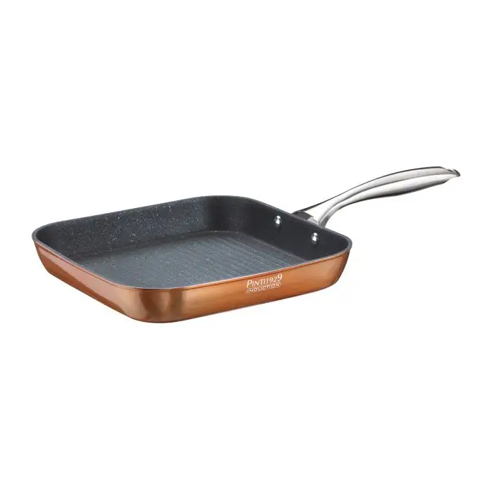 Pintinox Materic Vierkante Grillpan in Aluminium met Quantanium Antiaanbaklaag 26cm