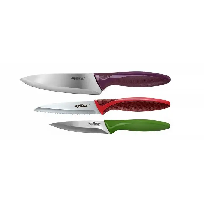 Zyliss 2 Schilmessen en een Koksmes in Roestvrij Staal met Soft Touch Greep