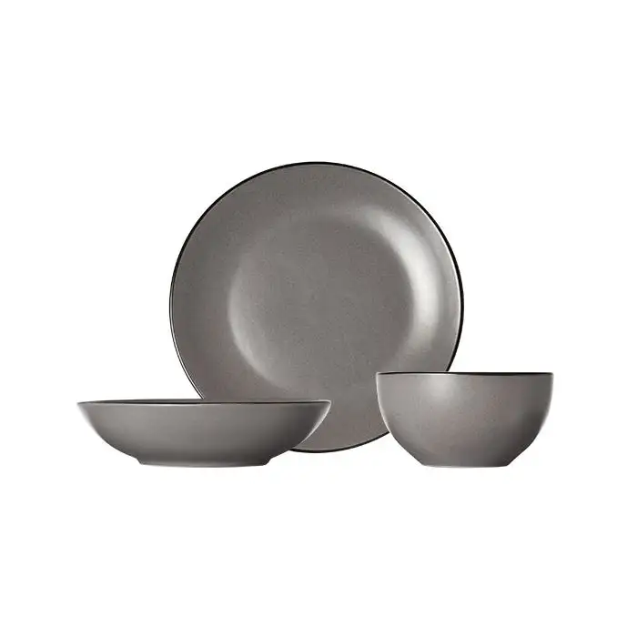 Set 18pcs Speckle Grey - 6xass Plate - 6xass Creuse - 6xbol