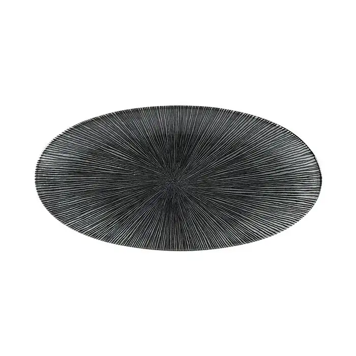 Agano Black Assiette 34,7x17,3cm Set 6 Ovale - Agblov351