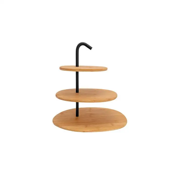Etagere Avec Support Metallique 3 Niveau X 25x32xh32cm Bambou