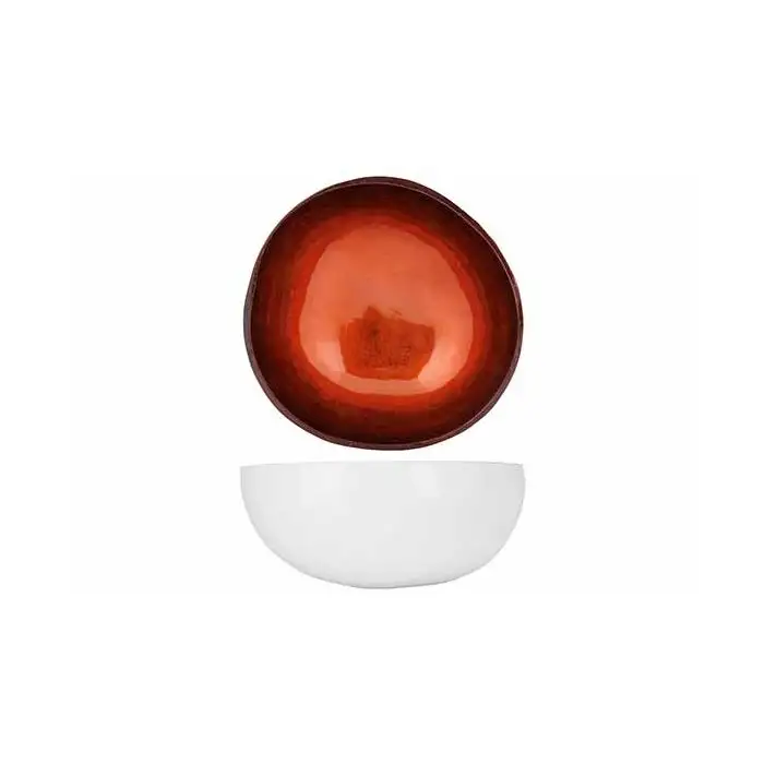 Cocosbowl Feuille MarronfoncÉ MÉtallique D14cm - ExtÉrieur Blanc