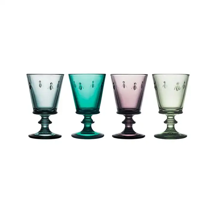 Abeille Verre A Vin 24cl Set4 D8,5cm Xh14,1cm - 4 Couleurs DiffÉrentes