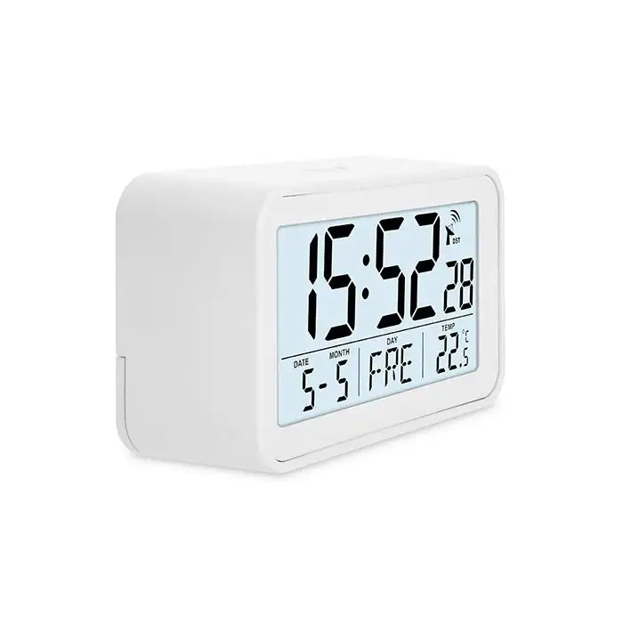 RÉveil Digitale Blanc 10,1x6,2xh3,9cm Radio PilotÉe - Incl. 2x Aaa