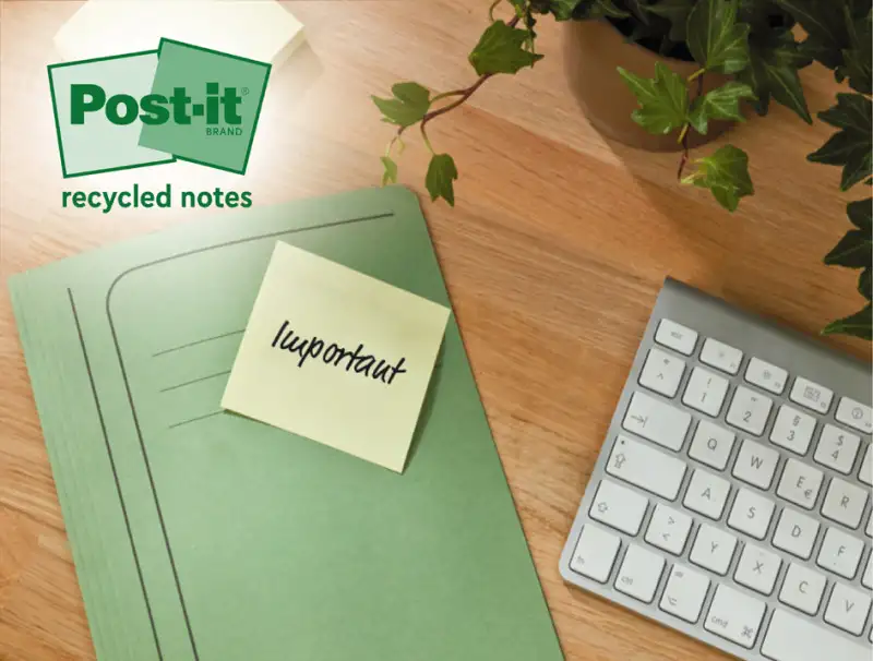 3M Post-it bloc-notes adhésif recyclable, 38 x 51 mm, jaune