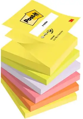 3M Post-it Notes adhésives Z-Notes, 76 x 76 mm, 6 couleurs