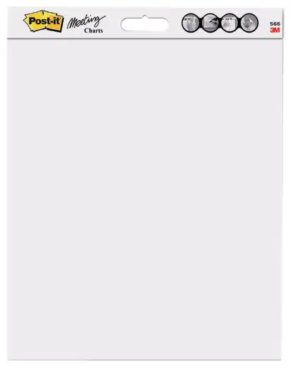 3M Post-it Meeting-Charts Wall Pad, 60,9 x 50,8 cm, blanc