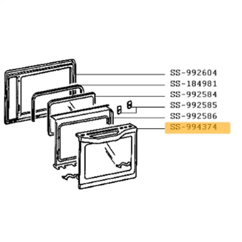 Vitre + poignée + support (repère SS-994374) 465X347 mm Four, cuisinière SS-994374 ROWENTA Four, cuisinière SS-994374 ROWENTA